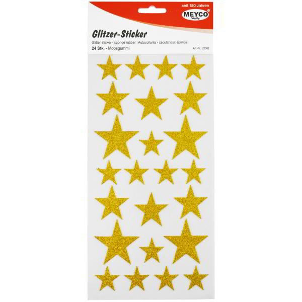 Glitzer-Sticker Sterne Glitter-Gold